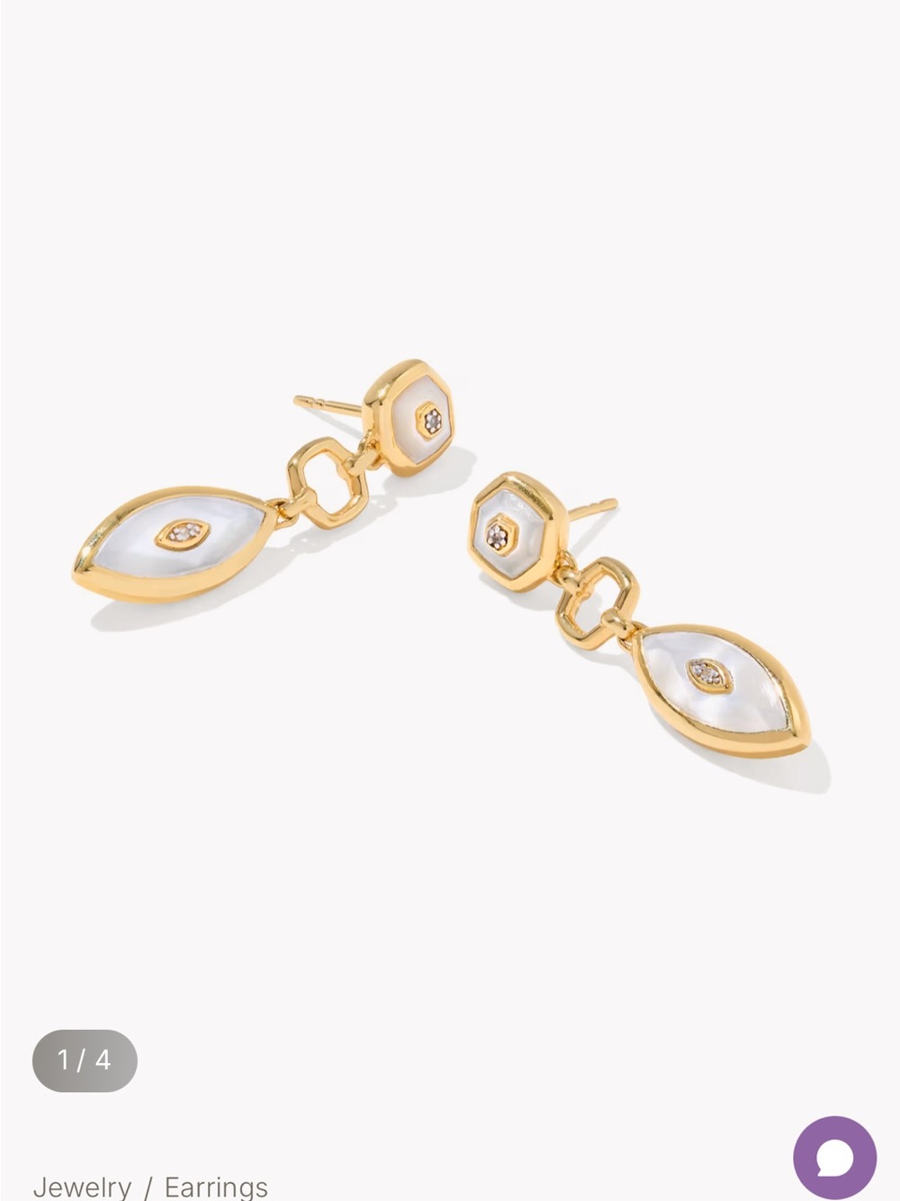Kendra Scott Davis Stone Drop 18k Gold and White Earrings